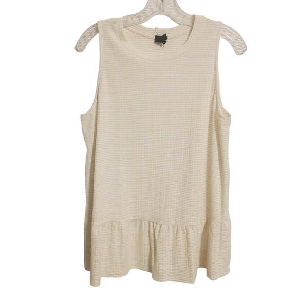 W5 | Women's White and Gold Metallic Sleeveless Ruffle Peplum Top (Size XL) - Picture 2 of 14